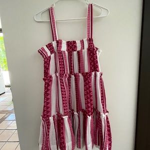 Fuchsia and white stripped linen dress